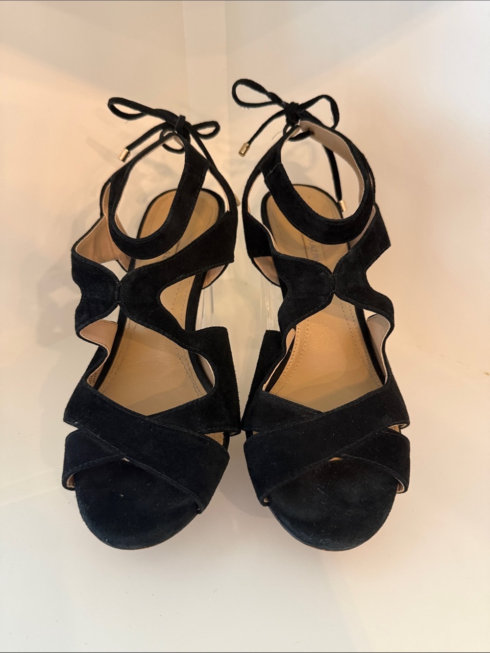 BCBGMaxAzria Women's Black Suede Lace-Up Heels